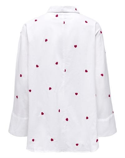 Only - ONLNew Lina Grace Emb Skjorte - Bright White/Heart